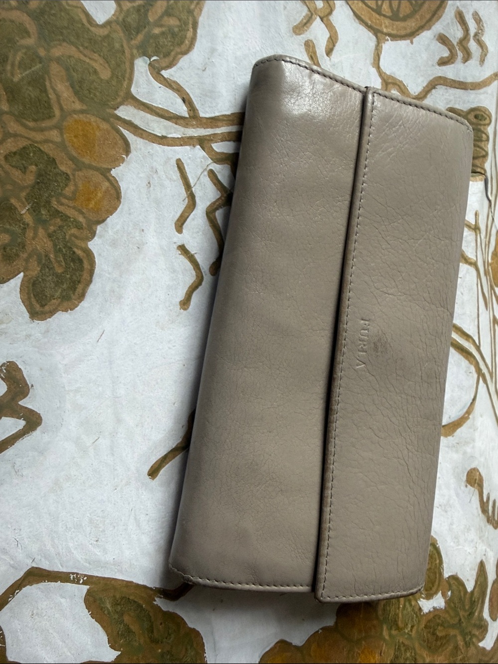 Furla Taupe Leather Accordion Wallet